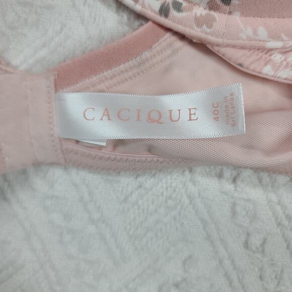 Cacique Boost Plunge bra The cotton cacique collection size 40c pink floral NWT - Picture 5 of 7